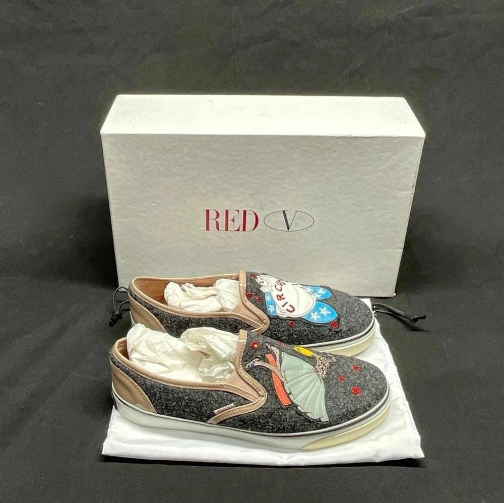 Red Valentino Circus Embroidery Slip On Sneakers – Womens 38 EU – With Box
